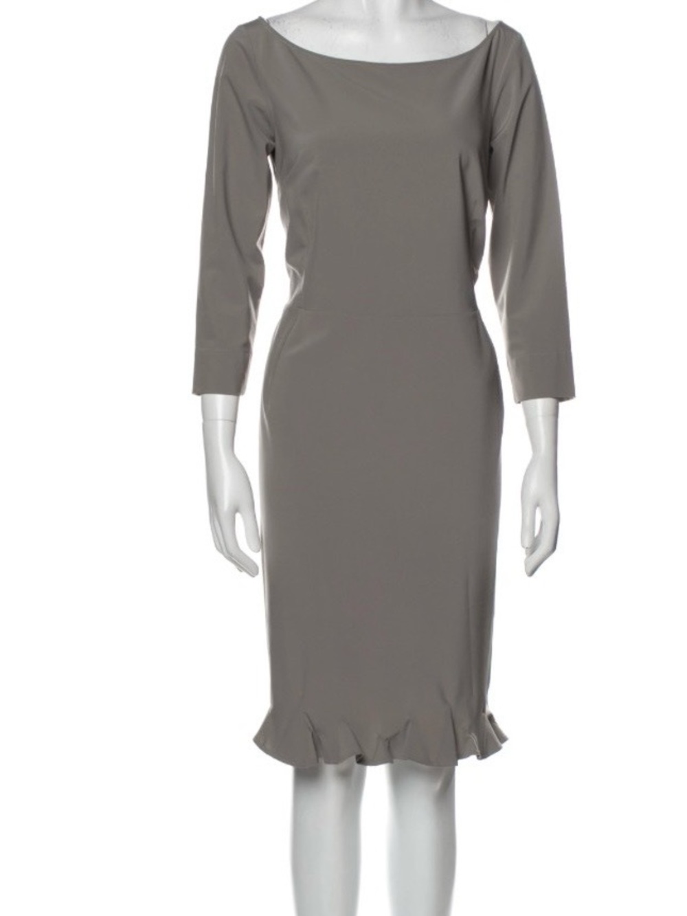 Jil Sander Grey Boatneck Long-Sleeve Knee-Length Dress